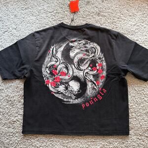 Men's YoungLA 4208 - Yin-Yang Tees/SakuraDragon,  XL NWT, XL, BlackWash